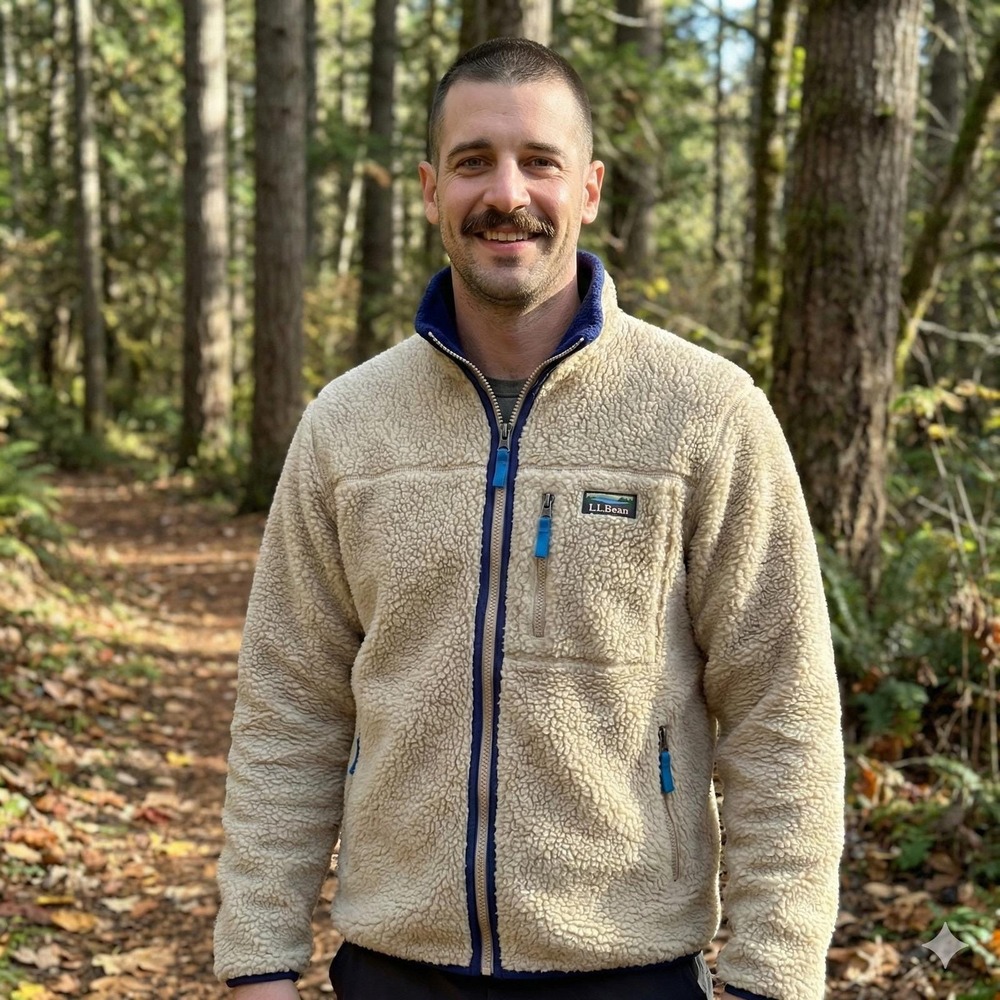 VTG L.L.‎ Bean Deep Pile Sherpa Fleece Jacket Mens Beige Oatmeal Full Zip 90s M